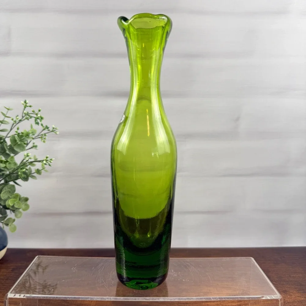 Blenko 64B Olive Green Glass Bud Vase